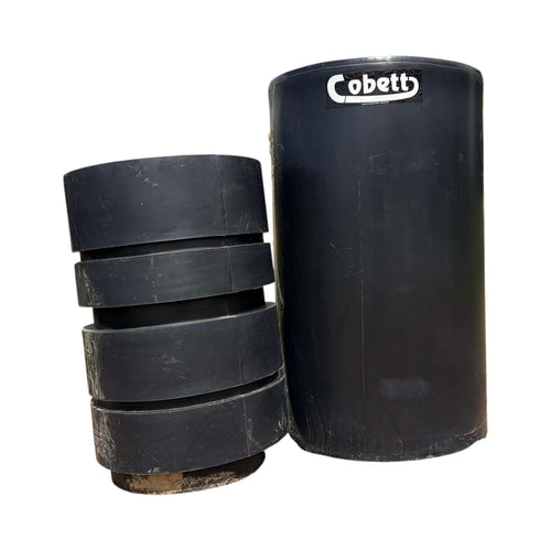 USA Grazing Systems Cobett Model LB black plastic livestock waterer with 17 1/2" opening, 18-gallon capacity.